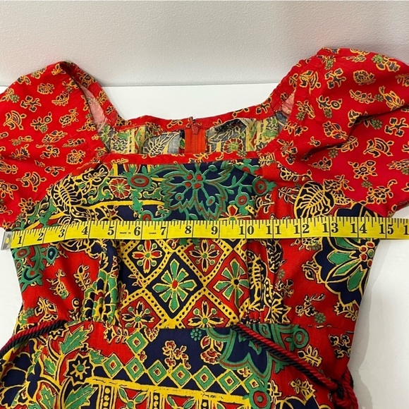 The House of Nu-Mode Vibrant Colourful Vintage Dress with ties beaded ends - Picture 11 of 16